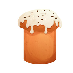 Panettone traditional cake in cartoon style isolated on white background