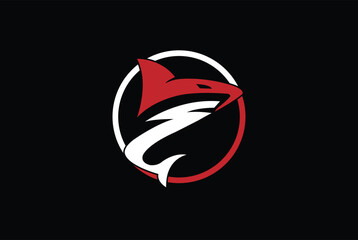 Shark logo on a black background