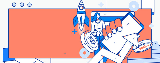 Internet finance and wealth management investment flat vector concept operation hand drawn illustration
