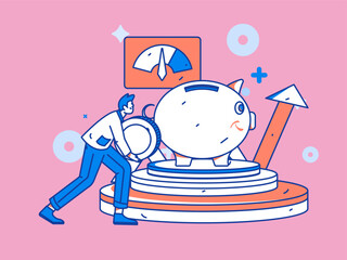 Internet finance and wealth management investment flat vector concept operation hand drawn illustration
