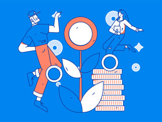 Internet finance and wealth management investment flat vector concept operation hand drawn illustration
