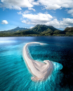 Aerial view of White Island, Mambajao, Camiguin, Philippines.