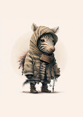 Tiny and Cute Adventure Zebra Explores the Winter Woods: A Wild Animal Poster Edition Ai Generative