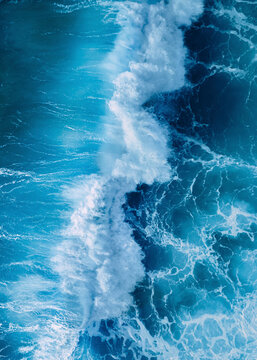 Aerial view of waves rolling on the shoreline, Albany, Western Australia, Australia.