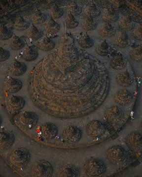 Aerial view of Borobudur Temple, Java, Indonesia.