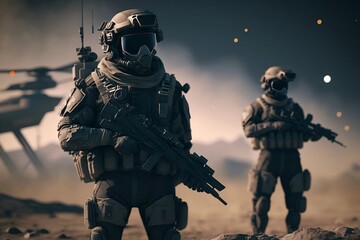 : Soldier in camouflage. Soldier on a mission.