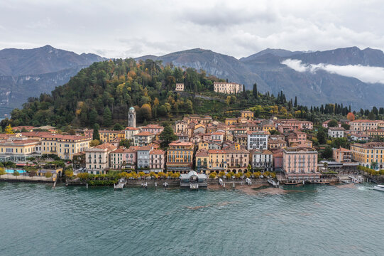 Panoramic aerial view of Bellagio, a small town on Como Lake, Lombardy, Italy.
