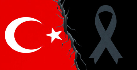 turkish flag and mourning concept