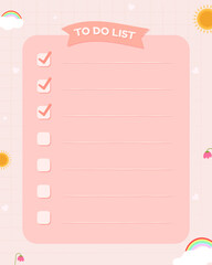 To do list and Note template in cute style.