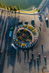 Aerial view of center roundabound traffic in Dalat , Vietnam