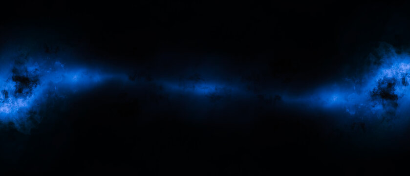 Blue lightining type painted drawing crossing horizontally black background