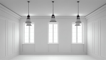wall with three ceiling lamps
