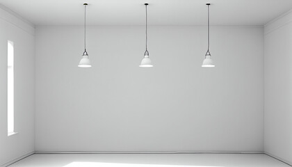 wall with three ceiling lamps
