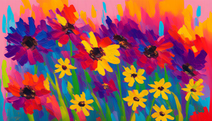 Obraz na płótnie Canvas olpntng style flower background