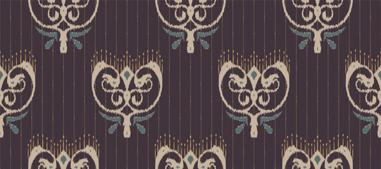 African Ikat paisley embroidery. Batik Textile African ikat seamless pattern digital vector design for Print saree Kurti Borneo Fabric border Ikkat Dupatta