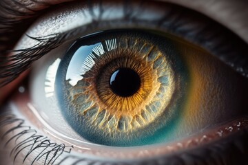 human eye in closeup. Generative AI - obrazy, fototapety, plakaty