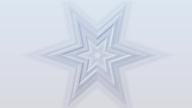 Abstract 3d stars concentric on white background. Minimal geometry motion graphics animation. Seamless loop
