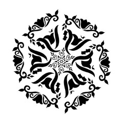 Happy Mother's Day Greeting in Arabic Calligraphy.
Floral Ornaments seamless Fractal Arabic Calligraphy Greeting for Mother's Day, 
Translated as: 