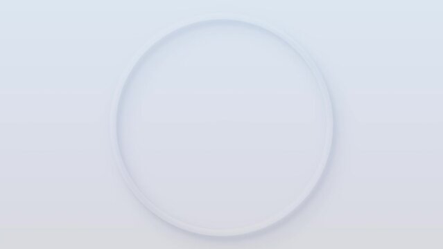 Abstract 3d circle on white background. Minimal geometry motion graphics animation. Seamless loop