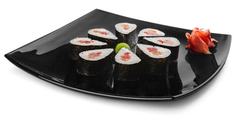 Maki-sushi on black plate