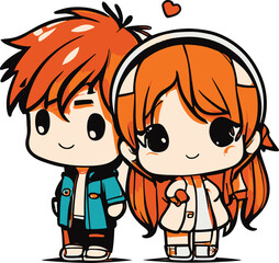 Couple in love. Boy and girl in love. Anime..