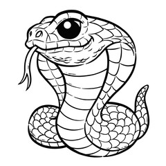 Fototapeta premium Vector Illustration of Cartoon Snake - Coloring book for kids. King cobra