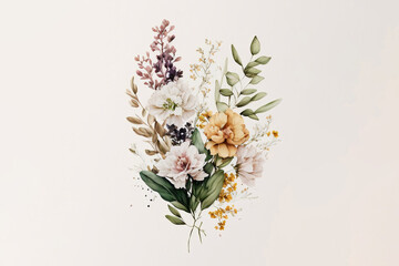 Illustration of bouquet on white background.Created with Generative AI technology.
