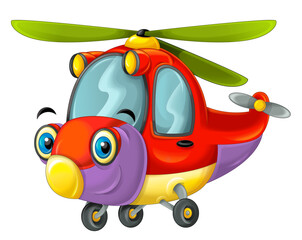 Fototapeta na wymiar Cartoon happy and funny helicopter flying - illustration for children