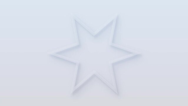 Abstract 3d star on white background. Minimal motion graphics animation. Seamless loop