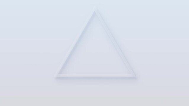 Abstract 3d pyramid white background. Minimal triangle motion graphics animation. Seamless loop