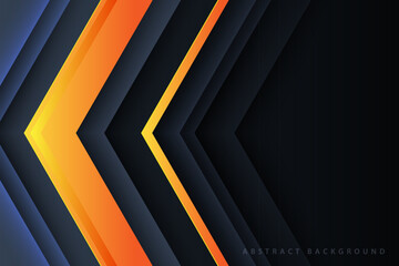 Obraz premium dark paper cut abstract background with modern glowing orange elements