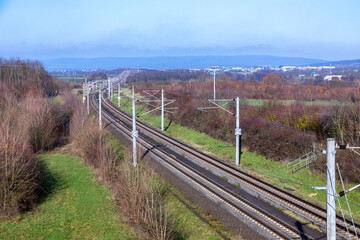 rails with electrification for highspeed train in Germany