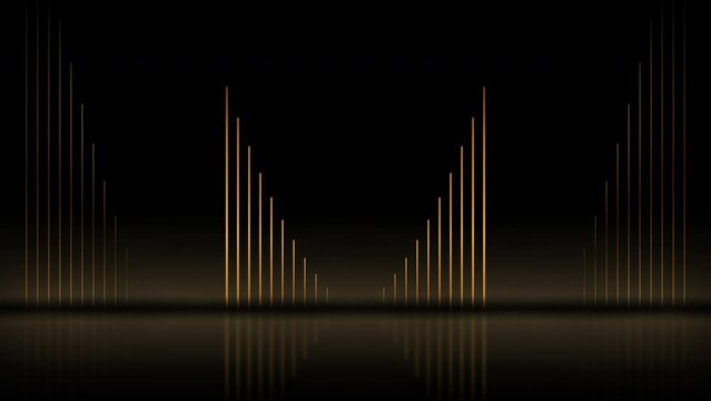 Golden geometric lines abstract futuristic tech background with reflection. Seamless looping motion design. Video animation Ultra HD 4K 3840x2160