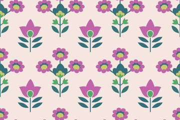 SPRIG FLORAL WITH BLOCKS PRINT DETAIL SEAMLESS PATTERN