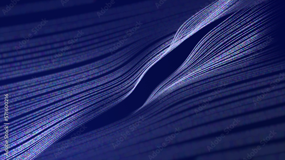 Poster futuristic blue background. technology polygonal abstract background. wave effect dotted gradient te