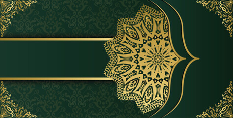 Naklejka premium Extraordinary gorgeous mandala style greeting and invitation card. Gold vintage mandala background design.