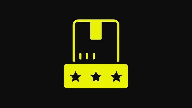 Yellow Consumer or customer product rating icon isolated on black background. 4K Video motion graphic animation