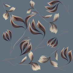 Modern floral seamless pattern. Can be used as textile fabric or wallpaper, cards, invitations, decorative paper or mockup