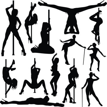 Sexy dancer girls silhouettes. Girl silhouettes