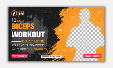 Fitness and workout editable eps vector web thumbnail design