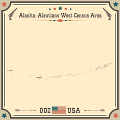 Large and accurate map of Aleutians West Census Area, Alaska, USA with vintage colors.