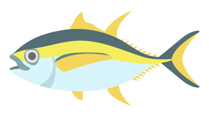 キハダマグロのフラットなベクターイラスト