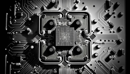 Fototapeta premium circuit board background black and white