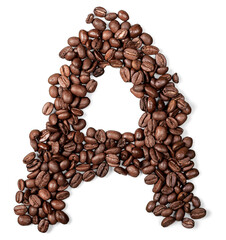 Alphabet letter of Brazilian black coffee beans