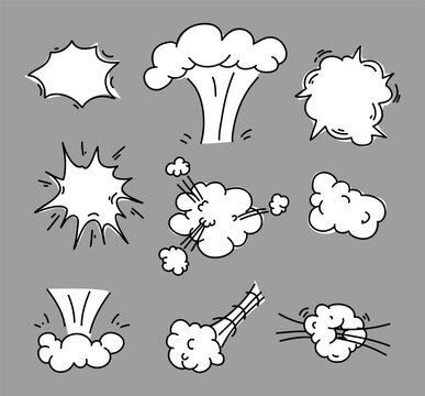 Cartooned comic book explosion clouds