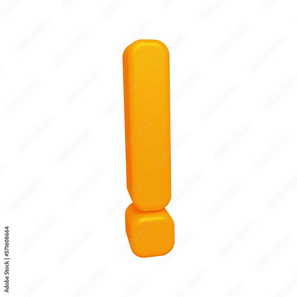 Aufkleber orange exclamation mark symbol or icon design in 3d rendering