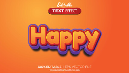 3D editable text effect happy theme