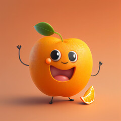Smiling orange created with generative Ai technology