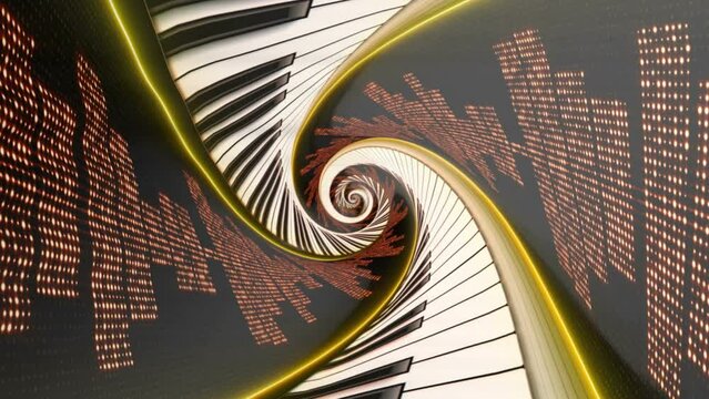 Vertical Curtain Transition and Background, Piano Keyboard Animation, with Alpha Matte, Loop
