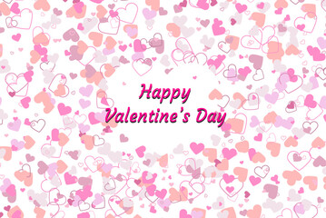 Happy Valentine's Day banner with pink hearts background, love idea, vector design, February 14